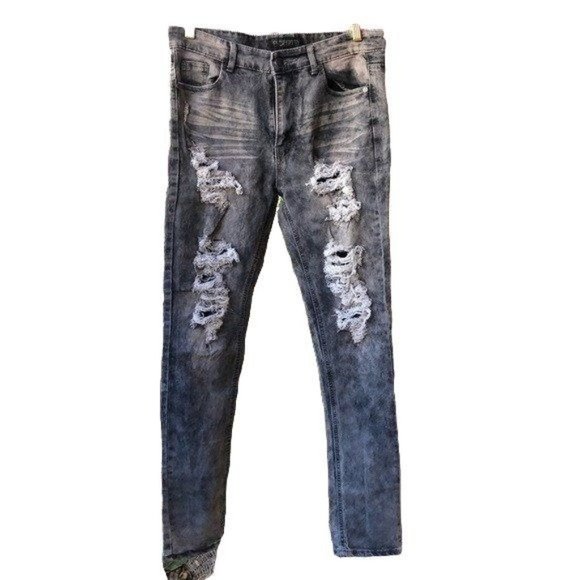 encypted Other - Size 34 Encrypted Slim Straight Ash Gray Distressed Denim Jean Pants
